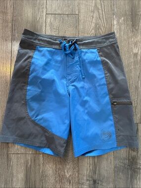 REI Blue and Charcoal Two-Tone Men's Swim Board Shorts